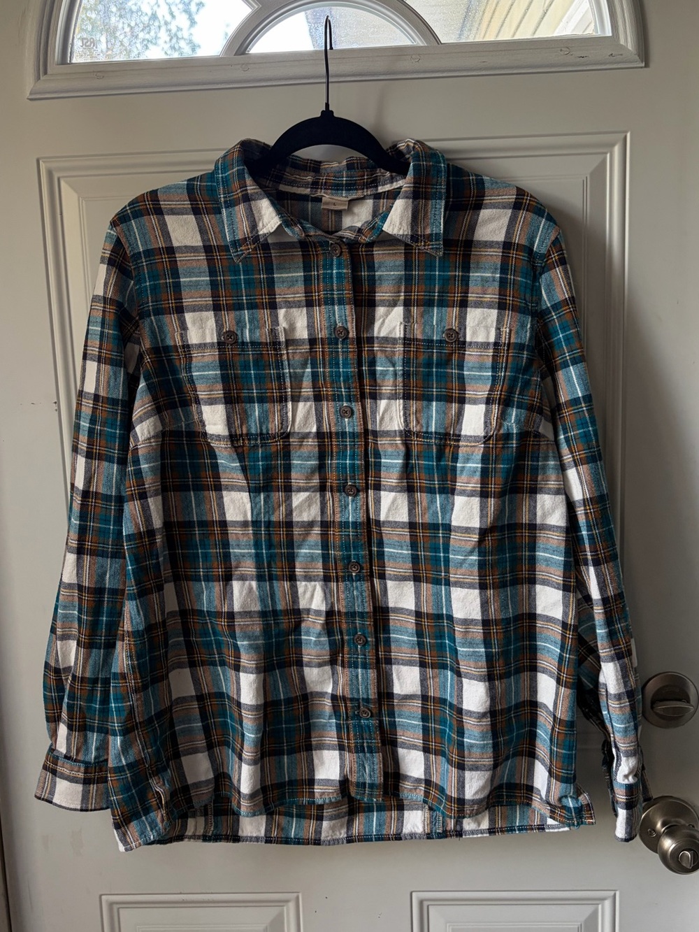 Duluth Trading Co. Teal & Rust Plaid Flannel Shirt 🪵